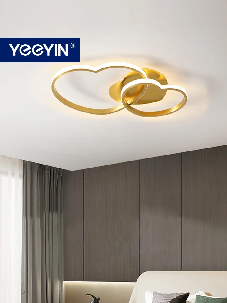 

YEEYIN Bedroom Lamp led Ceiling Lamp Modern Living Room All Copper Light Luxury Nordic Creative Heart-shaped Ceiling lamps 220V