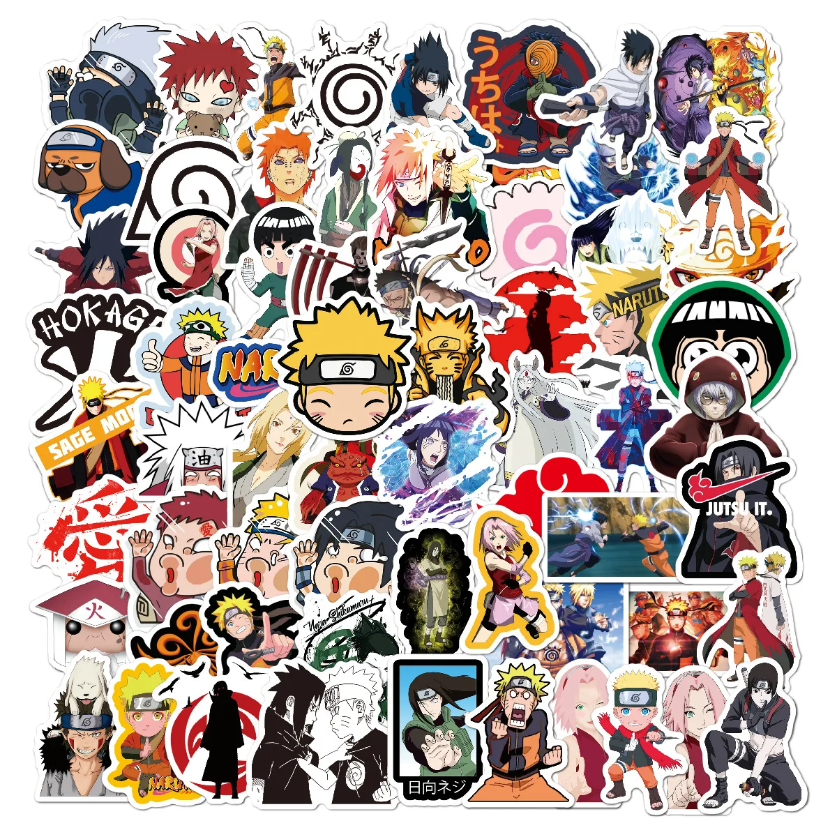 

66pcs Naruto Sticker Water Cup Notebook Guitar Skateboard Sticker Cute Anime Stickers Toys for Girls Laptop Skin Waterproof