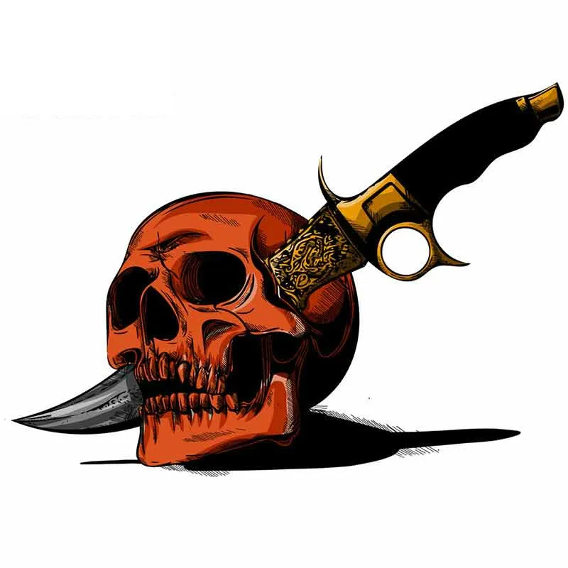 

Creativity for Skull with A Knife Spoof Gift Cartoon 3D High Quality Car Stickers Vinyl Car Wrap Waterproof Decal,13cm*9cm
