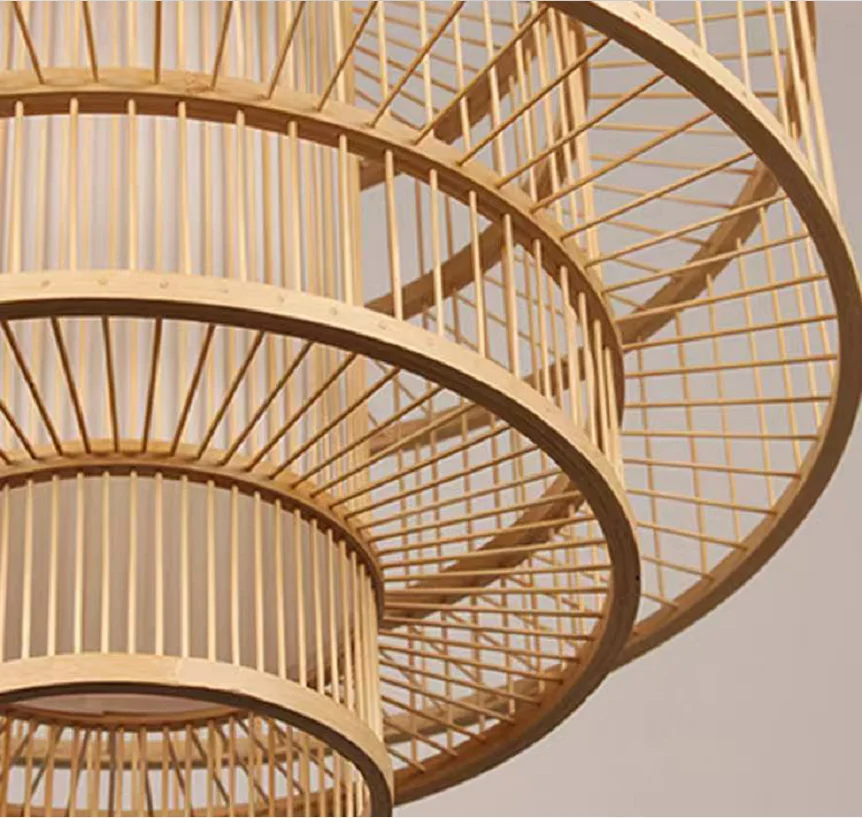 Художественная Потолочная люстра из бамбука ручной работы домашняя Садовая