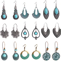 ethnic style earrings for women jadeite texture vintage gemstone drop earrings wholesale female fashion bohemian jewelry