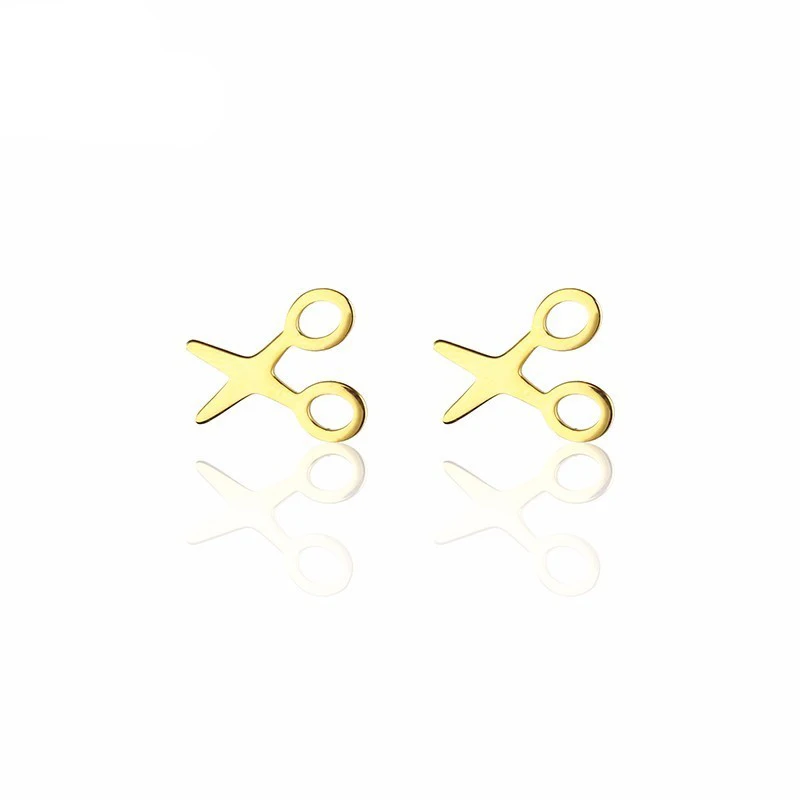 Серьги-гвоздики из нержавеющей стали RIR в форме ножниц уникальный дизайн простые