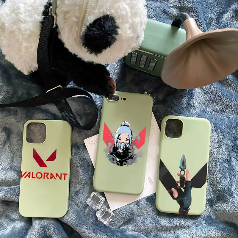 

valorant games Phone Case Green Candy Color for iPhone 11 12 mini pro XS MAX 8 7 6 6S Plus X SE 2020 XR