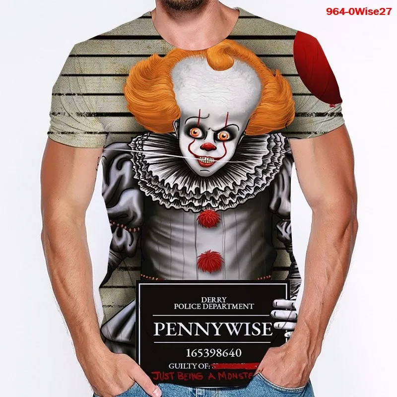 

Horror Movie It Penny Wise Clown Joker 3d T Shirt Men Summer New Tshirts Casual Oversized Tee Penny Wise Cool Streetwear Women