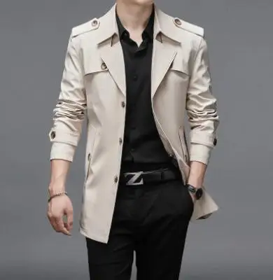 

Spring Autumn Men Trench Coats Superior Quality Buttons Male Fashion Outerwear Jackets Windbreaker Plus Size 4XL