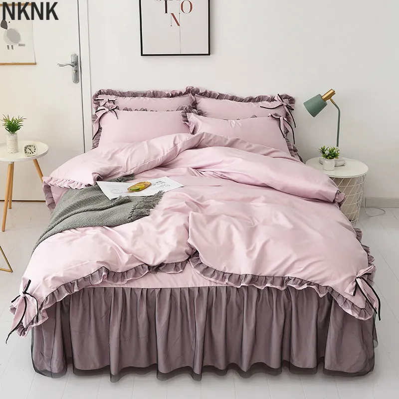 Односпальный пододеяльник с бантом в Корейском стиле кружевной из ледяного