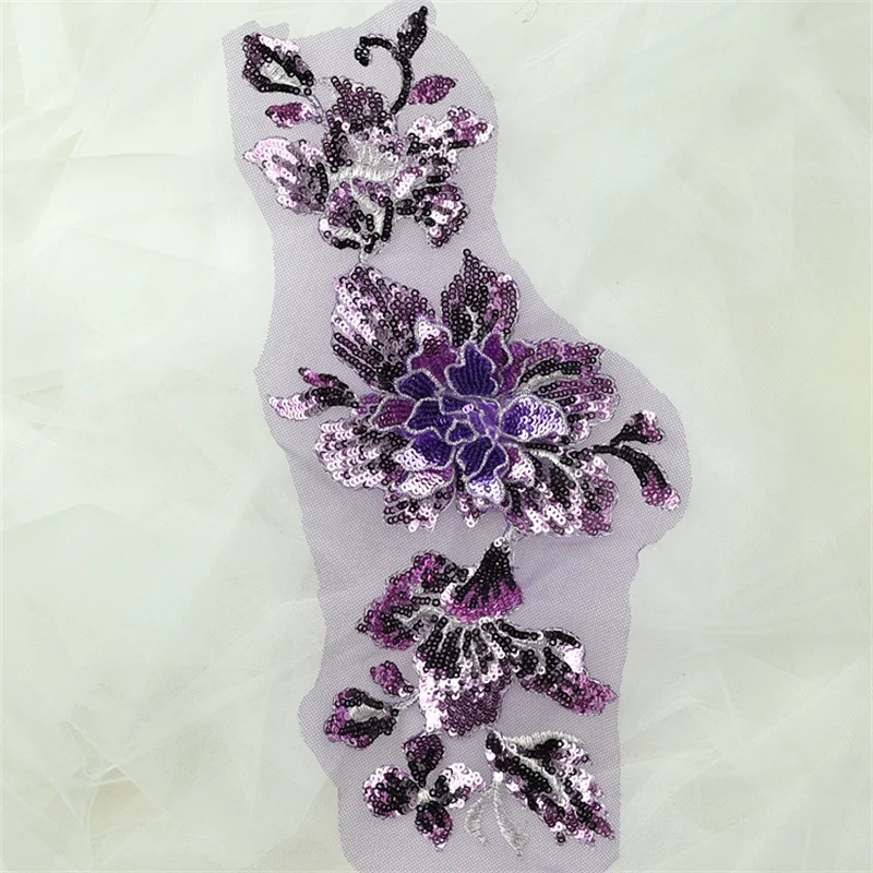 10 шт./лот 3D цветочные блестки кружевные нашивки Кружевная аппликация сделай сам