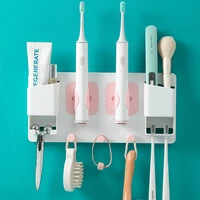 wall mounted toothbrush rack multifunctional toothbrush storage rack with hook cup holder storage holder home bathroom supplies