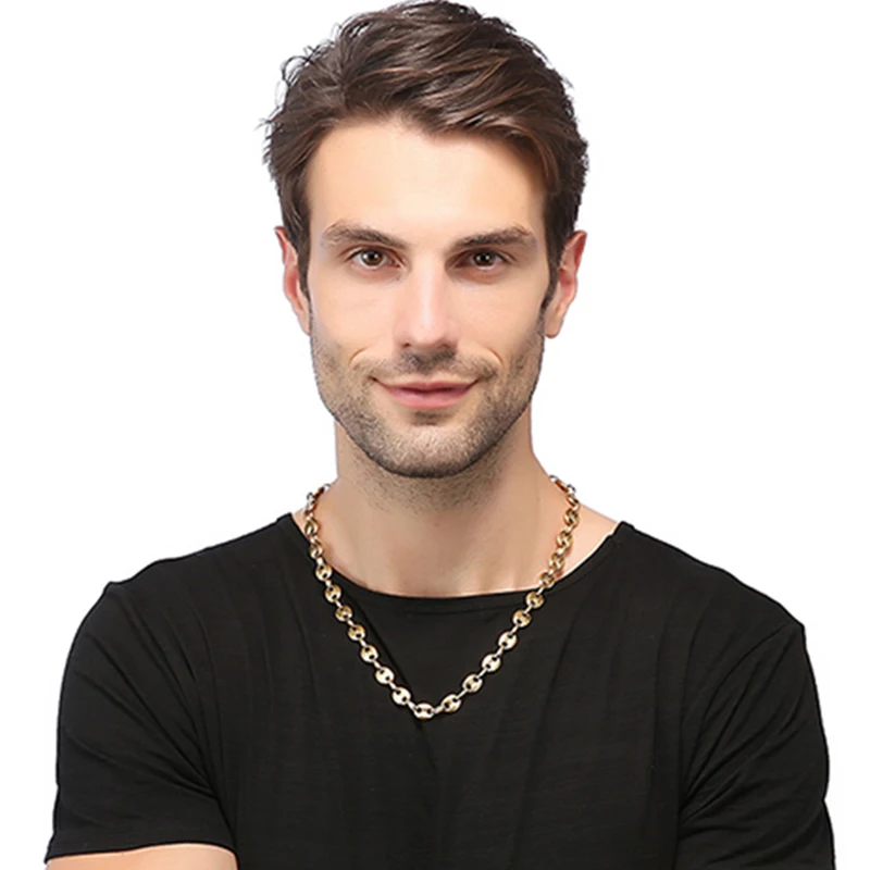 

11 мм Для Мужчин's Нержавеющая сталь толстые Кофе фасоли ссылка цепочка на шею для мужчин бойфренд Муж папа, ювелирное изделие, подарок 24 дюйм...