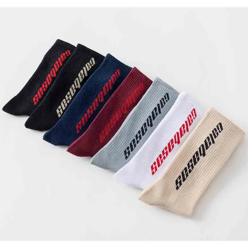 Новые хлопковые носки средней длины на осень и зиму мужские женские однотонные