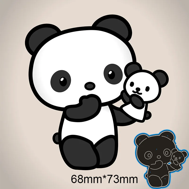 

Cutting Dies Baby Panda&Toy Metal and Stamps Stencil for DIY Scrapbooking Photo Album Embossing Paper Card 68*73mm