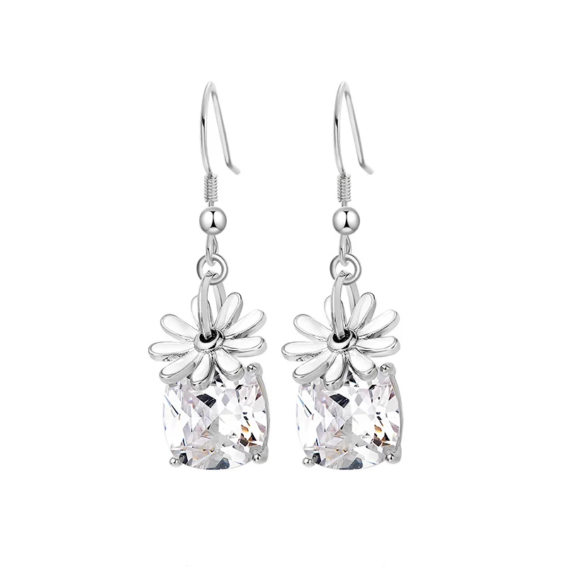 

Korean Flower Zircon Gold Earrings for Women Female Fashion Geometry Dangle Drop Earrings 2021 New Trendy Wedding Jewelry