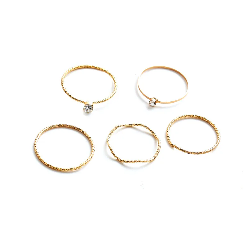 

QW the new diamond wave drawing five piece set ring personality set ring index finger joint tail ring
