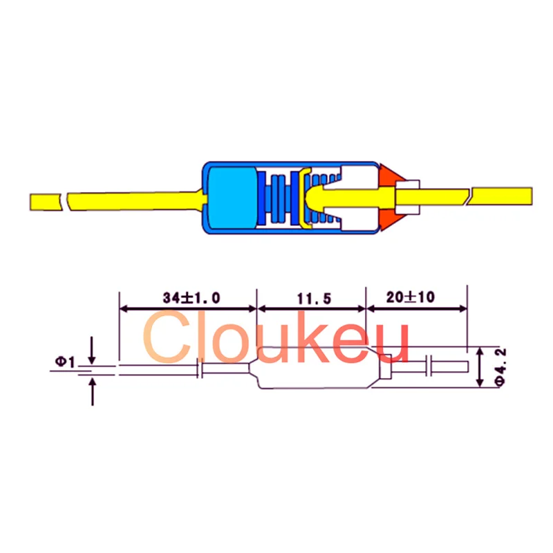 Металлический температурный предохранитель RY Tf 155C 250V10A/15A 155 градусов
