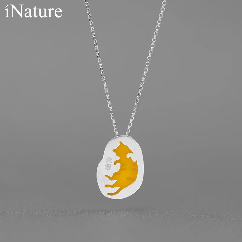 

INATURE следить 925 серебро озорной подвеской в виде кота со стразами для женщин, модное ювелирное изделие, подарки