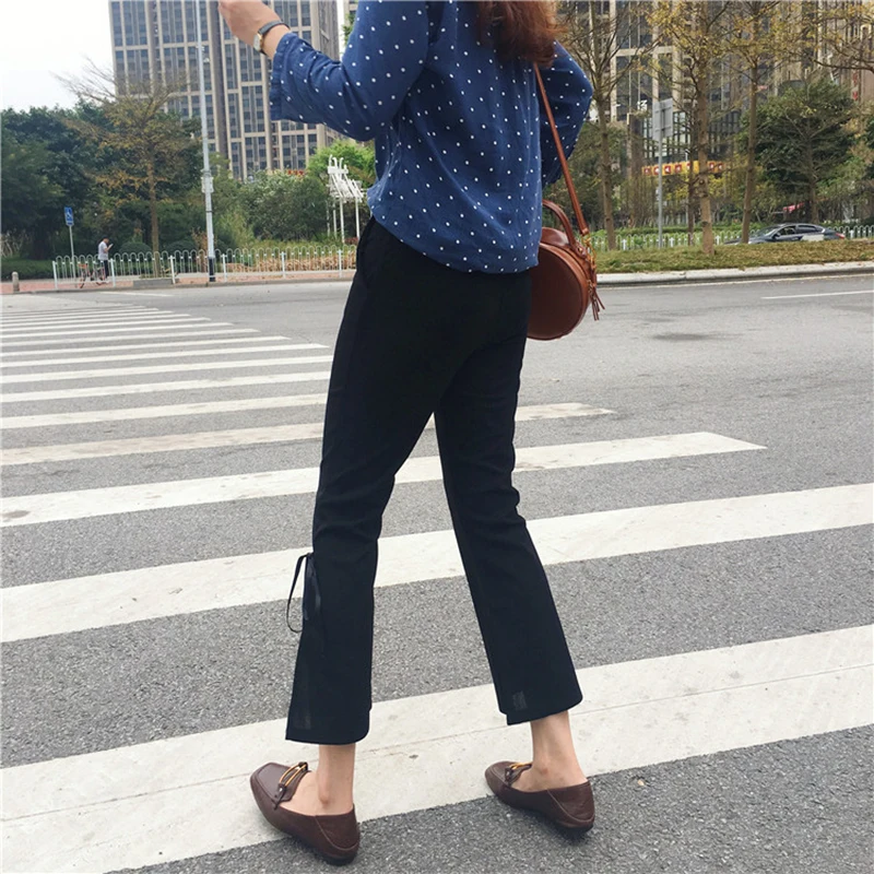 Брюки Женские однотонные с завышенной талией простые Универсальные женские