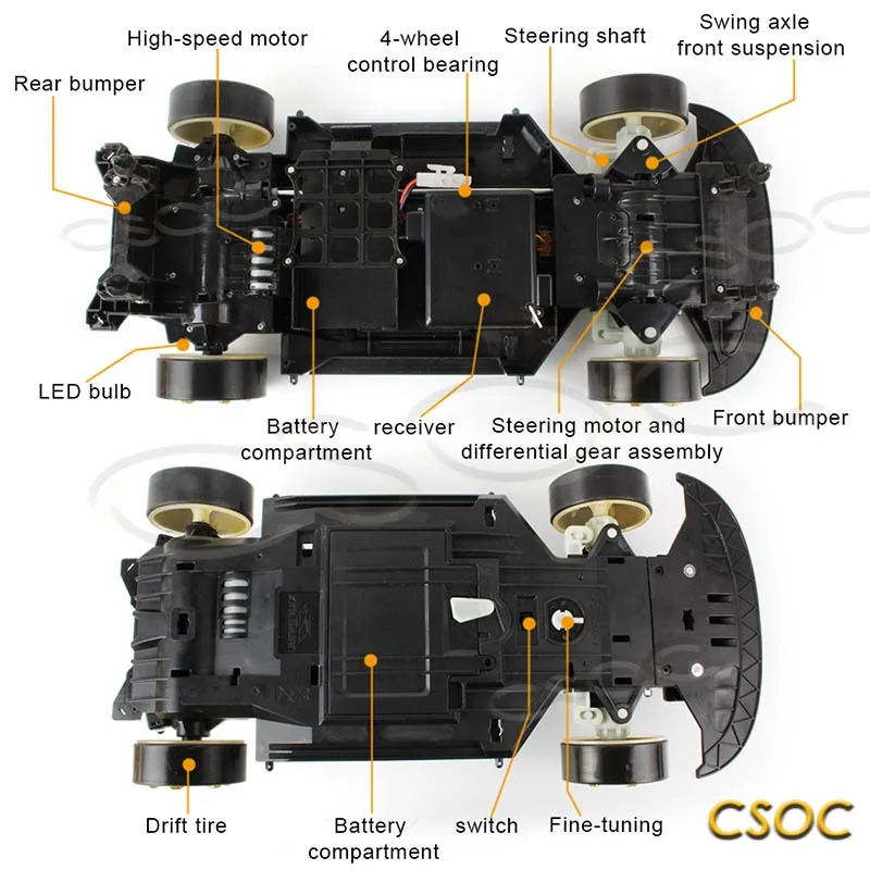 CSOC радиоуправляемые дрифтинговые автомобили 45 км/ч полноприводные Гонки 1:10