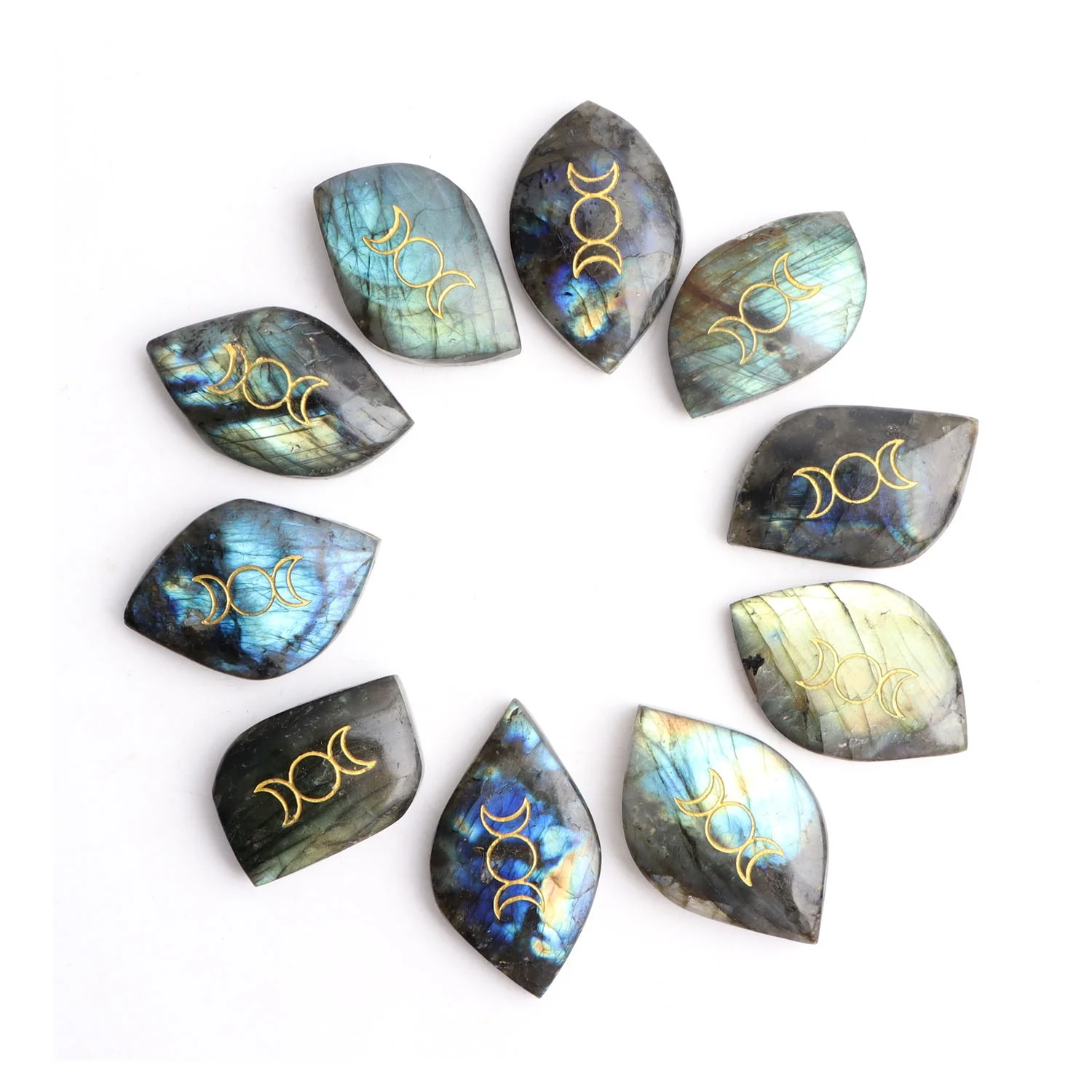 

Кулон из натурального гравированного Лабрадорита, камень «Reiki» кристаллов, 1 шт.