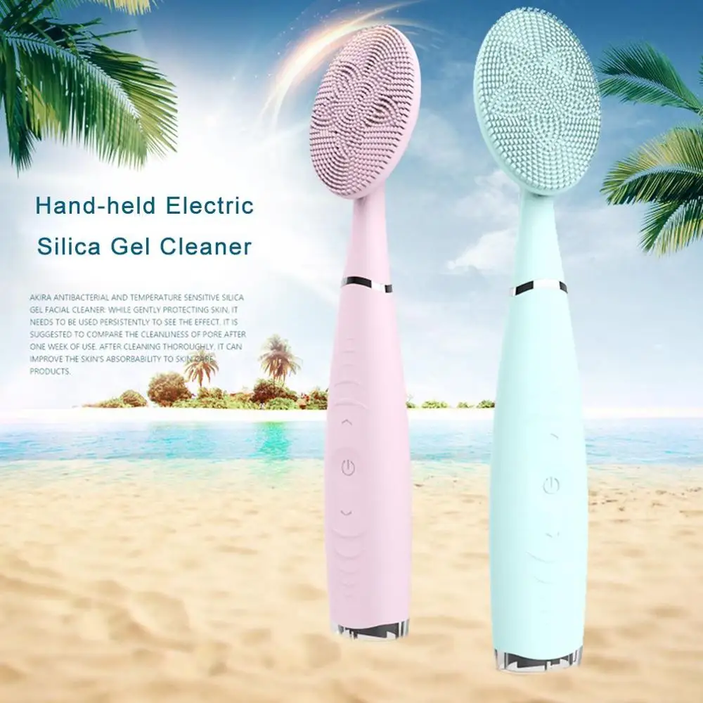

Hand-Held Electric Silicone Facial Cleansing Brush Waterproof Wash Brush Household Portable Cleansing Massage Instrument Hot