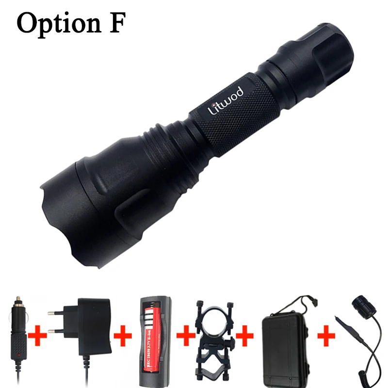 Option F Litwod Z10 высокомощный C8 фонарик Cree XML2 T6 Q5 светодиодный фонарик, фонарь, lanterna велосипед, Самозащита, кемпинг свет, лампа - Испускаемый цвет: Option F