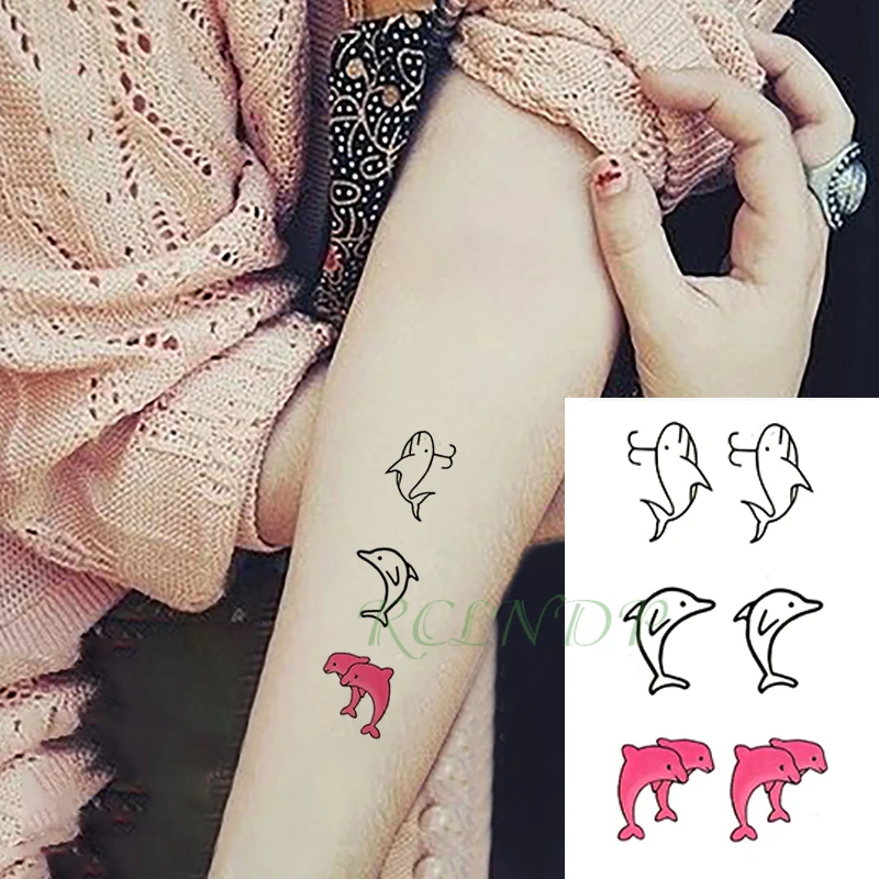

Waterproof Temporary Tattoo Sticker pink whale animal Tatto Flash Tatoo Fake Tattoos Hand Leg Arm for Kids Men Women child