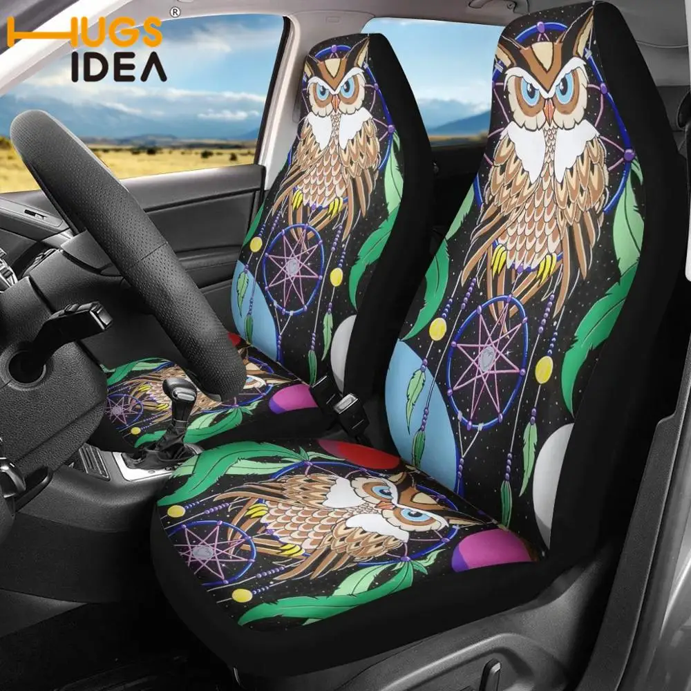 

HUGSIDEA Owl Art Print Car Seat Covers Vehicle Decor Accessories Cartoon Universal Cars SUV Protector Seat Covers