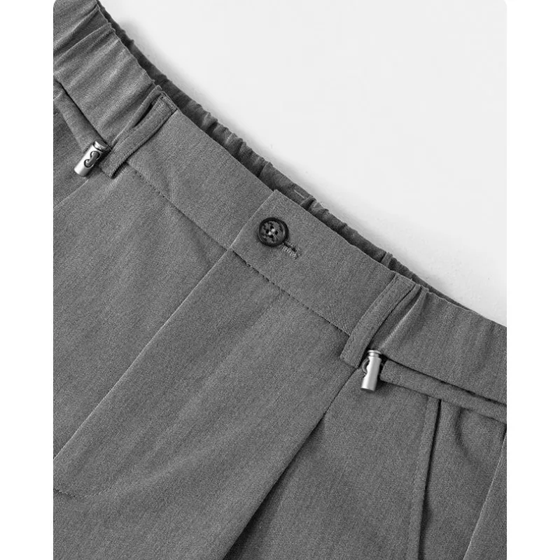 

Men Elastic Waist Pants Casual Business Dress Pants Slim Fit Office Social Wedding Suit Pants Men Streetwear Trousers Black Grey