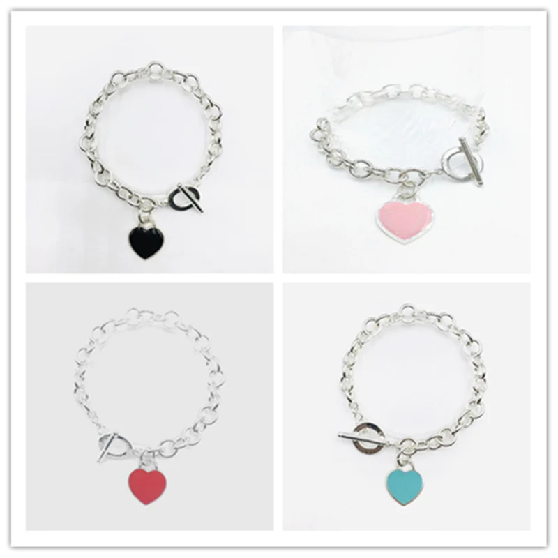 

1:1 925 Sterling Silver Original Buckle Heart-Shaped Epoxy Pendant O Necklace, Romantic Valentine's Day Gift