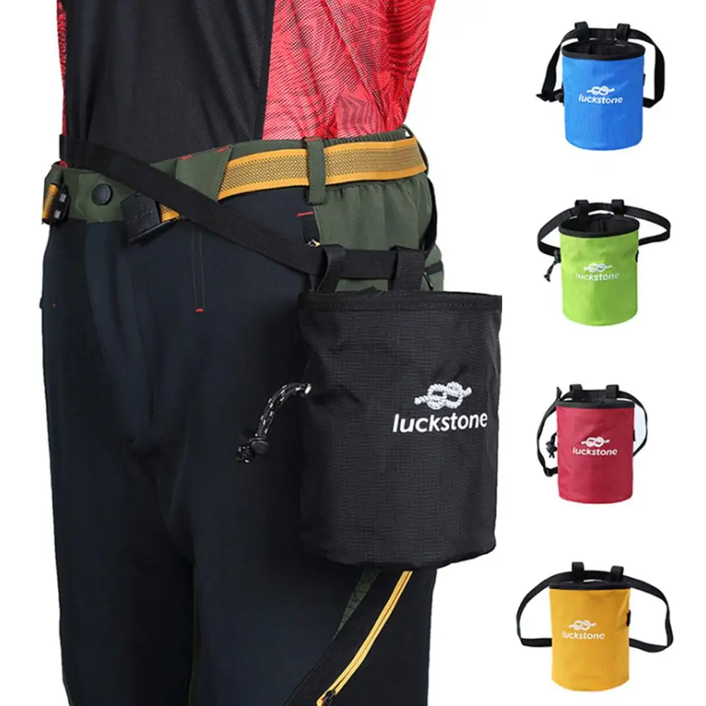 

Outdoor Adjustable Belt Magnesium Powder Bag Climbing Gymnastics Rock Climbers Chalk Bag With Drawstring Closure