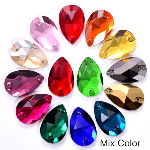 Mix Color 6 размеров стеклянная Каплевидная форма пришить на Стразы Красочные пришивные камни с плоским основанием одежда для одежды Ювелирные изделия для одежды B1286 - Цвет: Mix Color