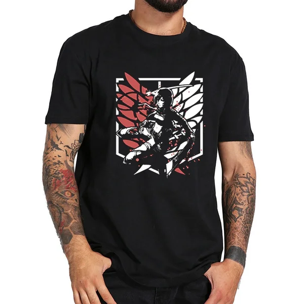 mikasa warrior T Shirts High Quality Short Sleeved Design T-Shirt Plus Size Men Tops Tee Shirt Homme plus size crochet high low t shirt