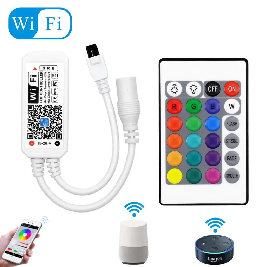 Мини Wi Fi RGB/RGBW контроллер полос музыкальный от Amazon Alexa Google Home Phone WIFI для светильник