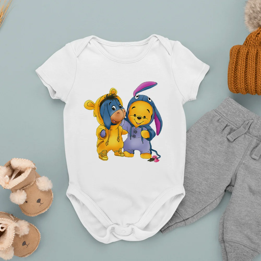 Пижамный комбинезон для младенцев с принтом Винни-Пух осел Eeyore Летний коротким