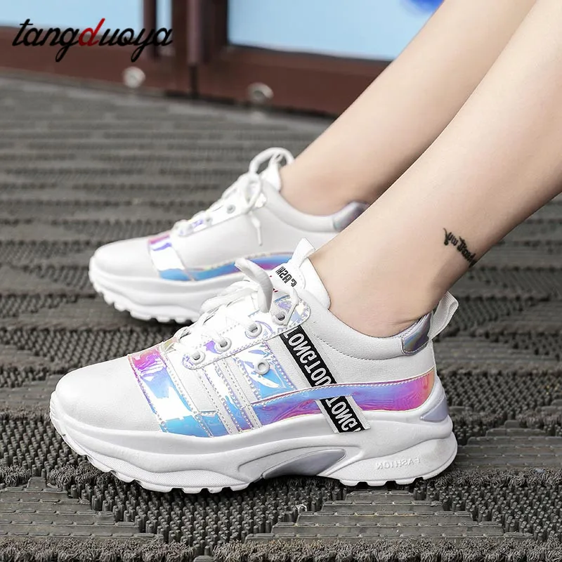 Обувь для бега на платформе Женская обувь Кроссовки с блестками Классическая