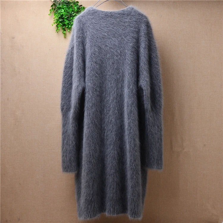 Женский кардиган из шерсти Ангорского Кролика теплый вязаный свитер норки