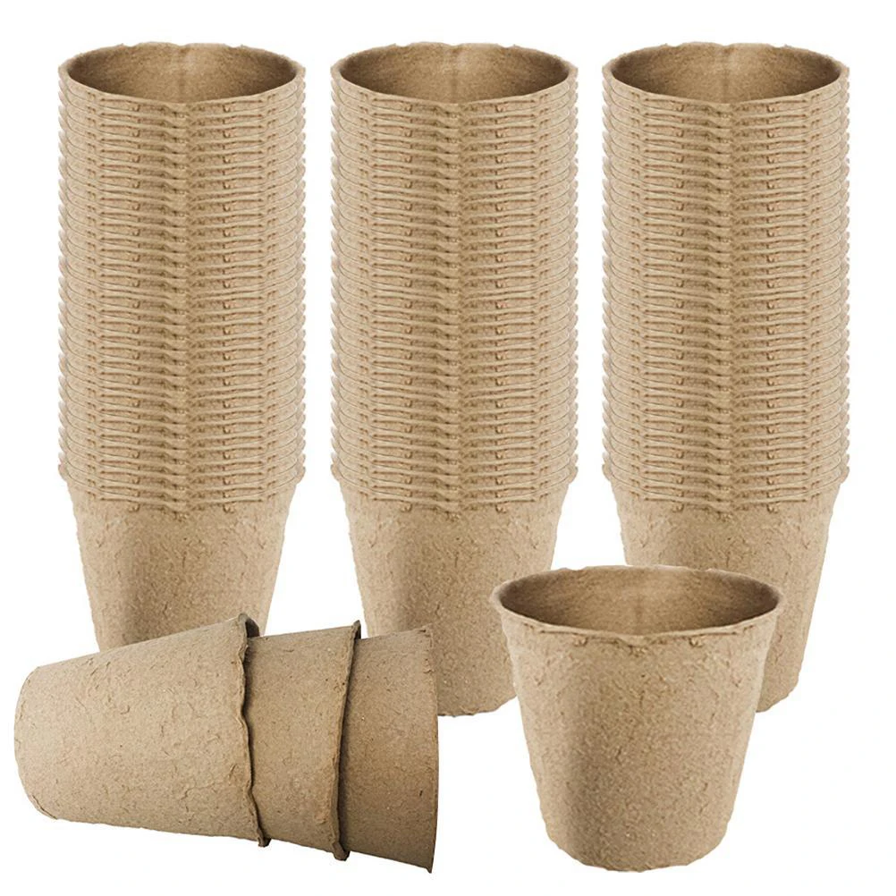 

50Pcs Environmental protection Garden Round Peat Pots Plant Seedling Starters Cups Nursery Herb Seed Tray Planting Tools