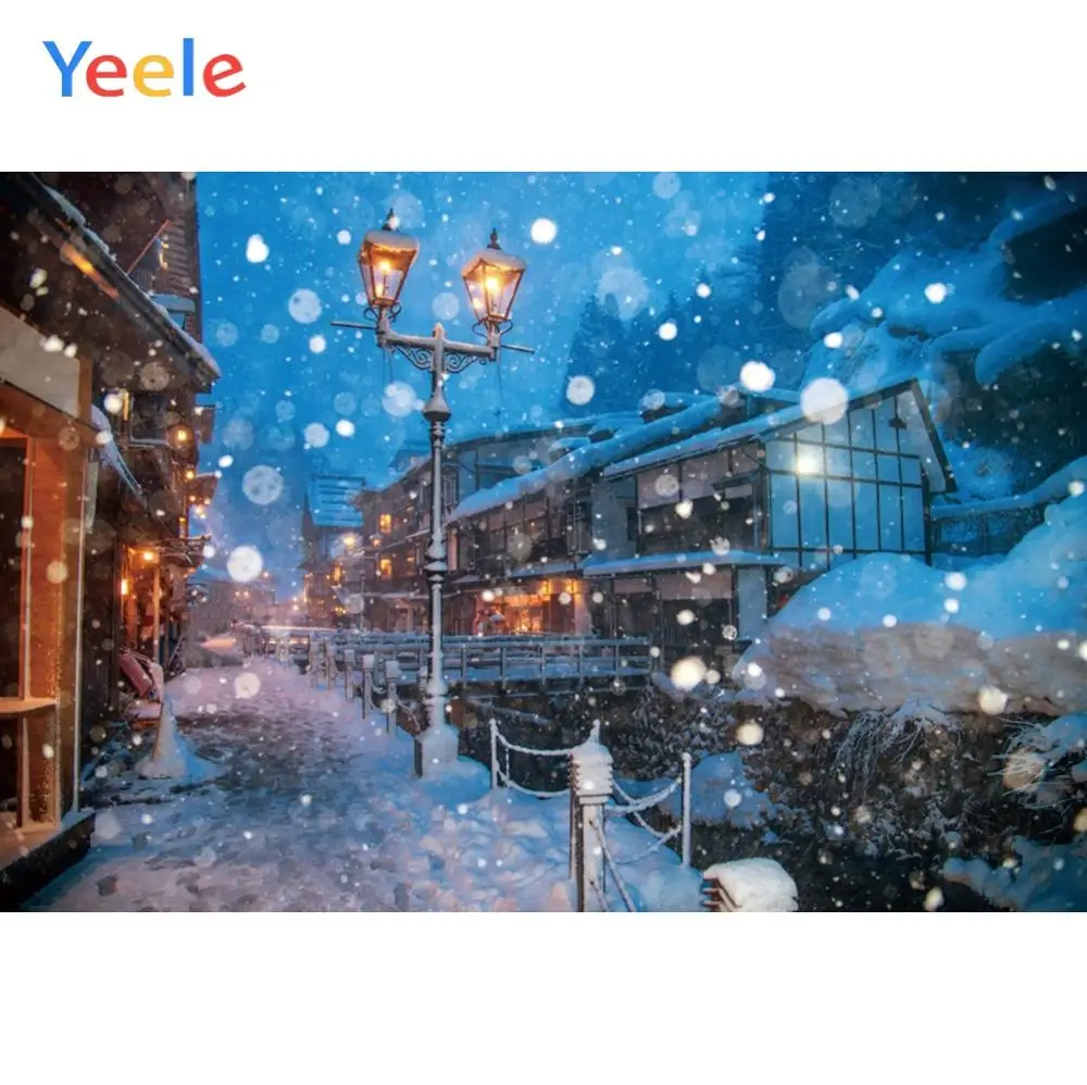 Фотофоны Yeele для студийной фотосъемки с изображением снега маленького города