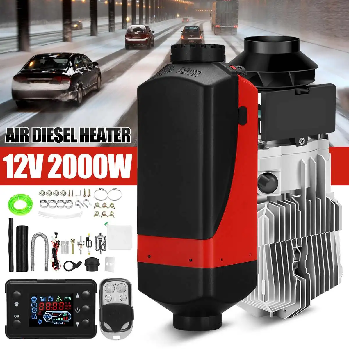 

Car Heater 12V 2KW 5KW for Webasto Diesels heater 2000W LCD Monitor+Remote+Silencer for RV Car Truck Motor Home Boat Motorhome