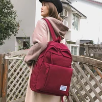 classic waterproof nylon women backpack large capacity multiple zip pocket backpacks travel bag teenage girls schoolbag