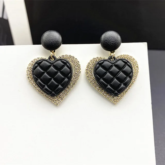 Heart Stud Earrings for Women Black 