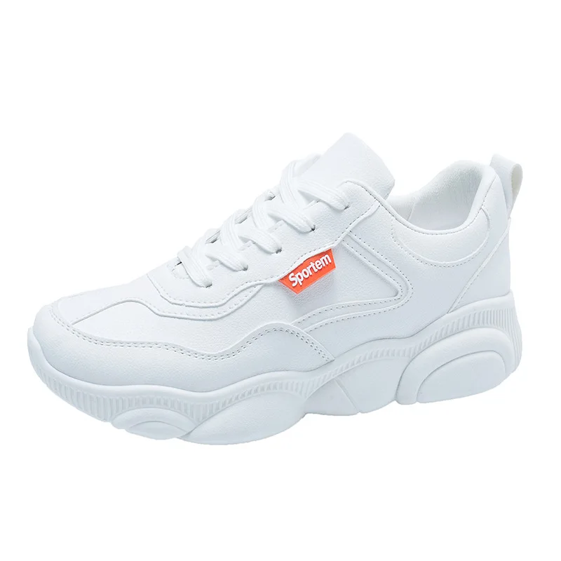 Белые туфли Весна 2019 г. Новая Студенческая обувь с мишками на плоской подошве