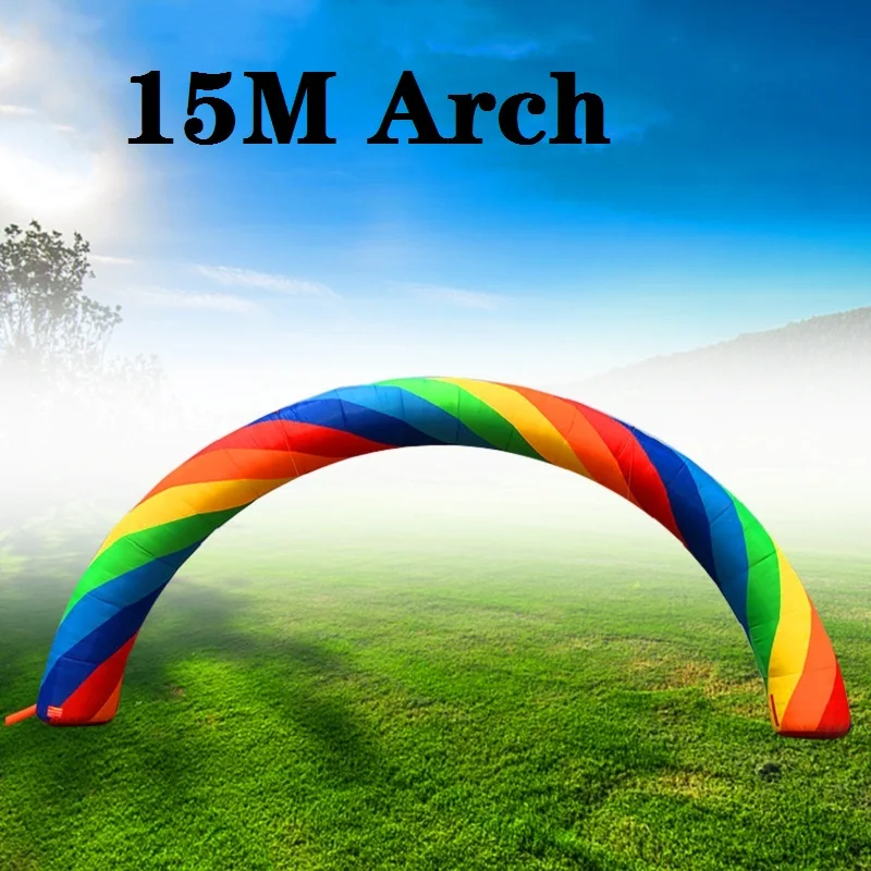 

15m Colorful Inflatable Wedding Arch Events Party Outdoor Exhibition Supply Decoration Opening Ceremony Advertising Tool Rainbow