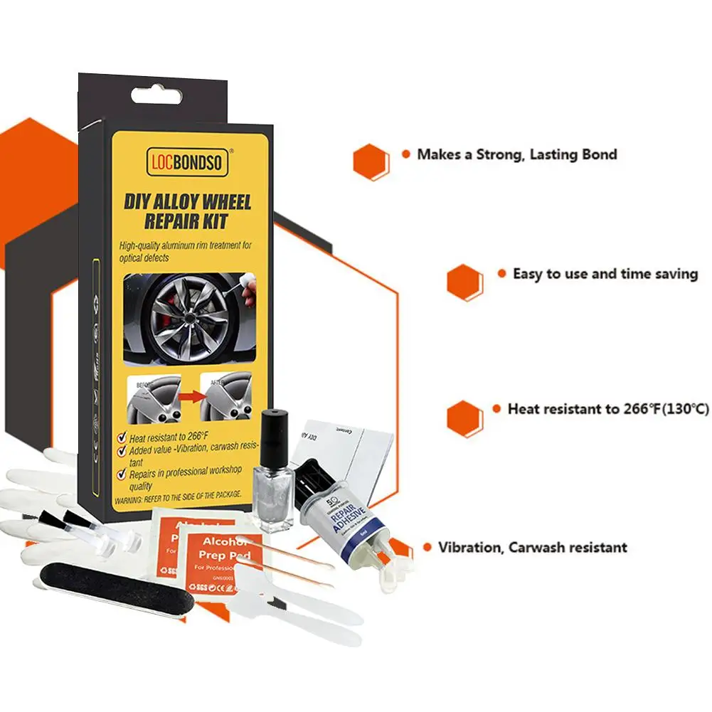 

2020 DIY Alloy Wheel Repair Kits Adhesive General Silver Car Auto Rim Dent Scratch Surface Damages Paint Care Repair Tools