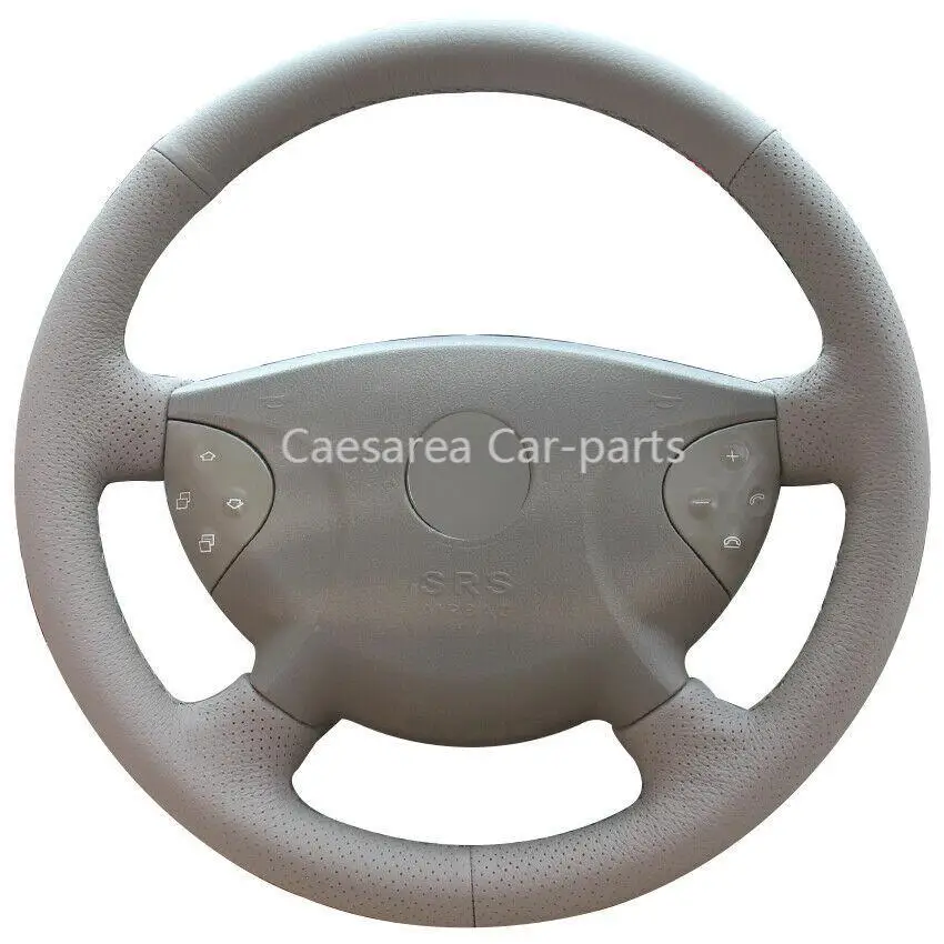 

Custom Made DIY Anti Slip Beige Leather Car Steering Wheel Cover for Benz W210 E240 E63 E320 E280 2002