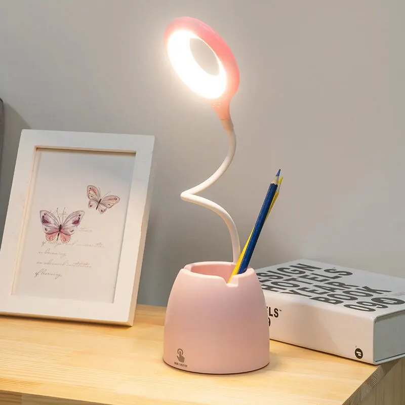 

USB Table Lamp Leds Touch Night Light Stepless Dimming Desk Light Eye Protection Learning Multi-Function Bracket Pen Holder
