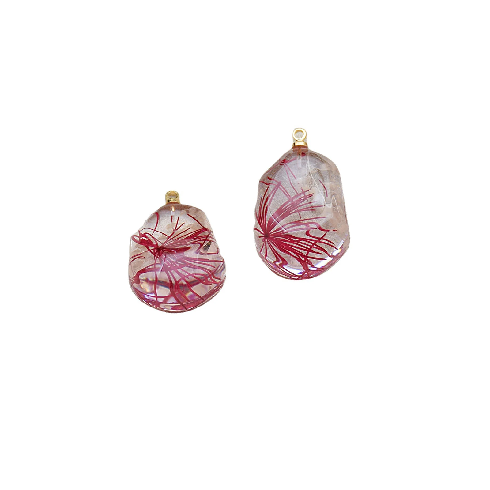 

2 PCs Real Dried Flower Resin Irregular Charms Transparent Double Side flowers Pendants For DIY Necklace Jewelry Making Finding