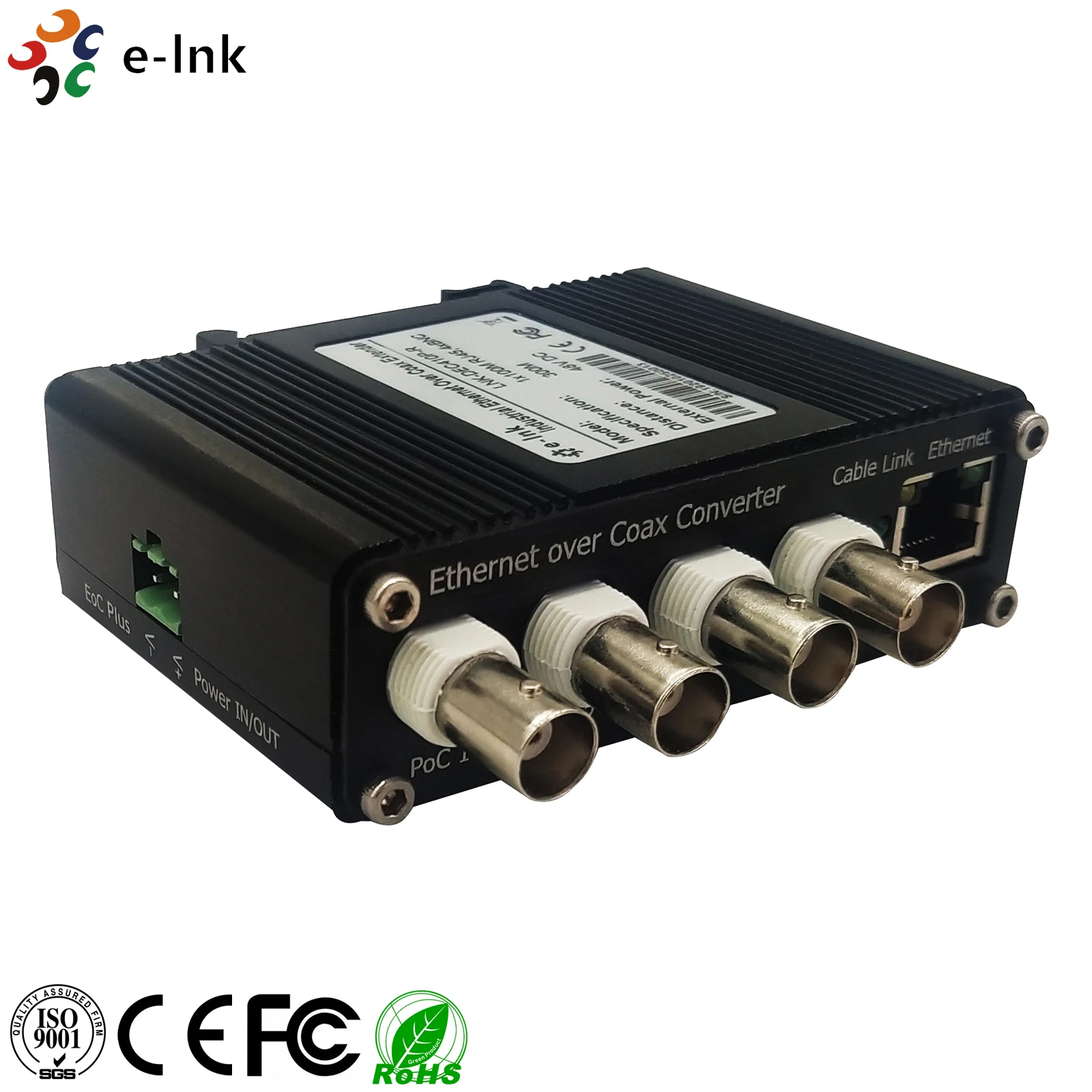 Промышленный приемник EOC с 4 портами POC Ethernet Over Coax конвертер Rx подключение к 1Ch