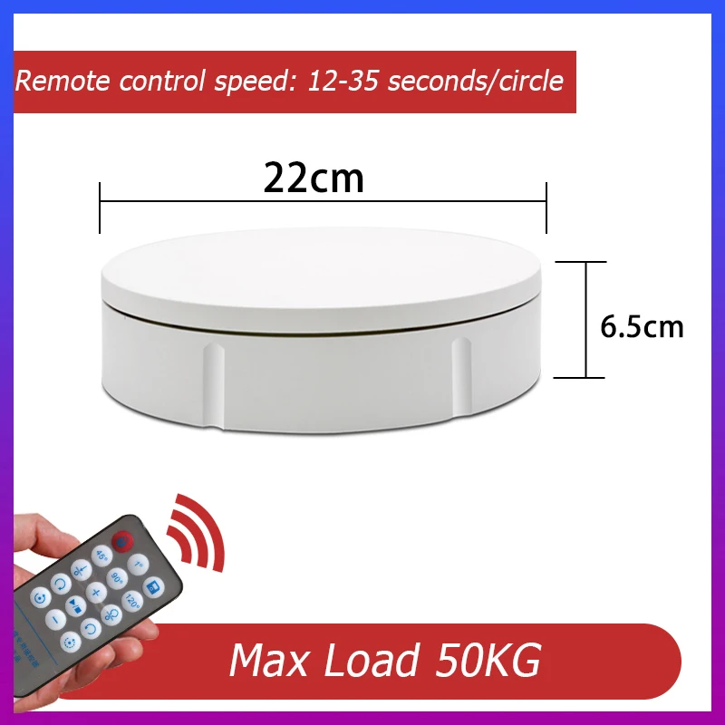 

22cm 360 Degree Remote Control Speed Direction Electric Rotating Turntable 3D Scan Photography Display Stand for Jewelry Display