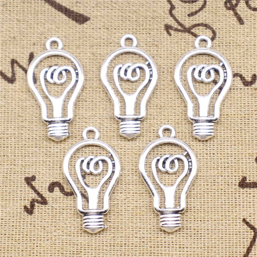 

Charm For Making Jewelry Pendants Antique Silver Color Bulb 32x17mm 5pcs