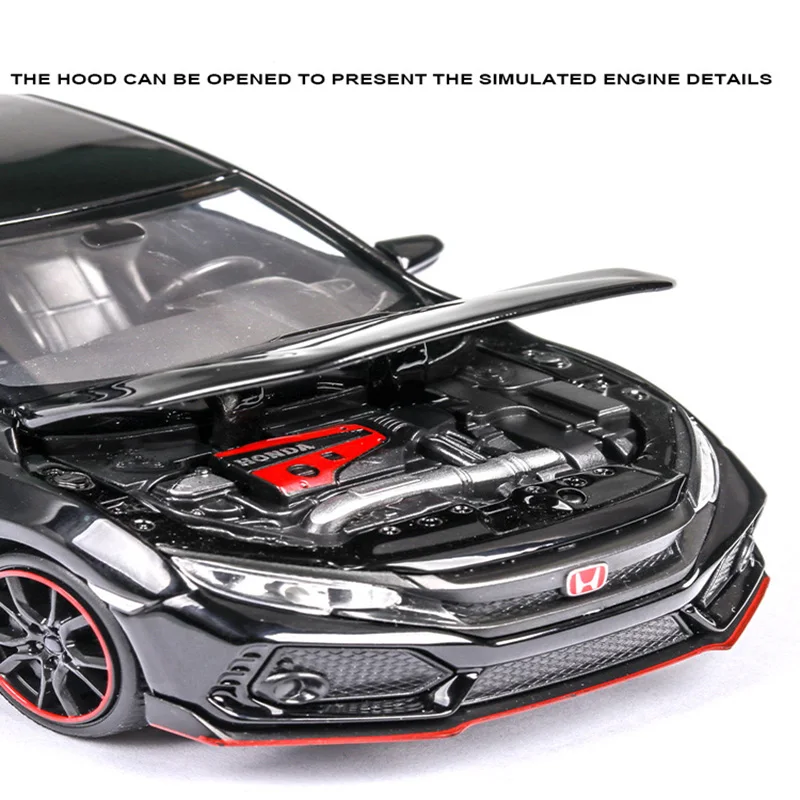 Civic Typer металлическая литая модель литой Сплав игрушечный автомобиль звук и